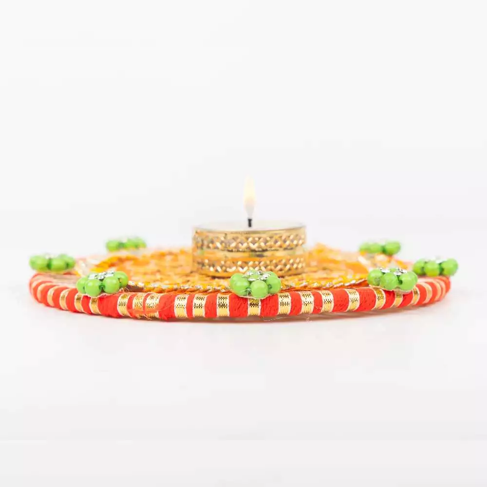 Festive Orange Designer Candle Holder Diwali